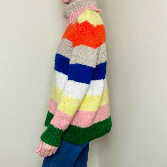 Anthropologie Rainbow Colorful Stripe Turtleneck Sweater - Picture 2 of 8
